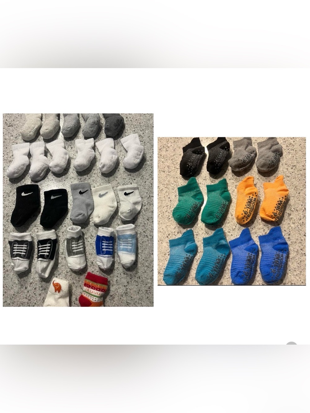 Mixed Baby/Toddler Non-Slip Sock Lot - Multicolor